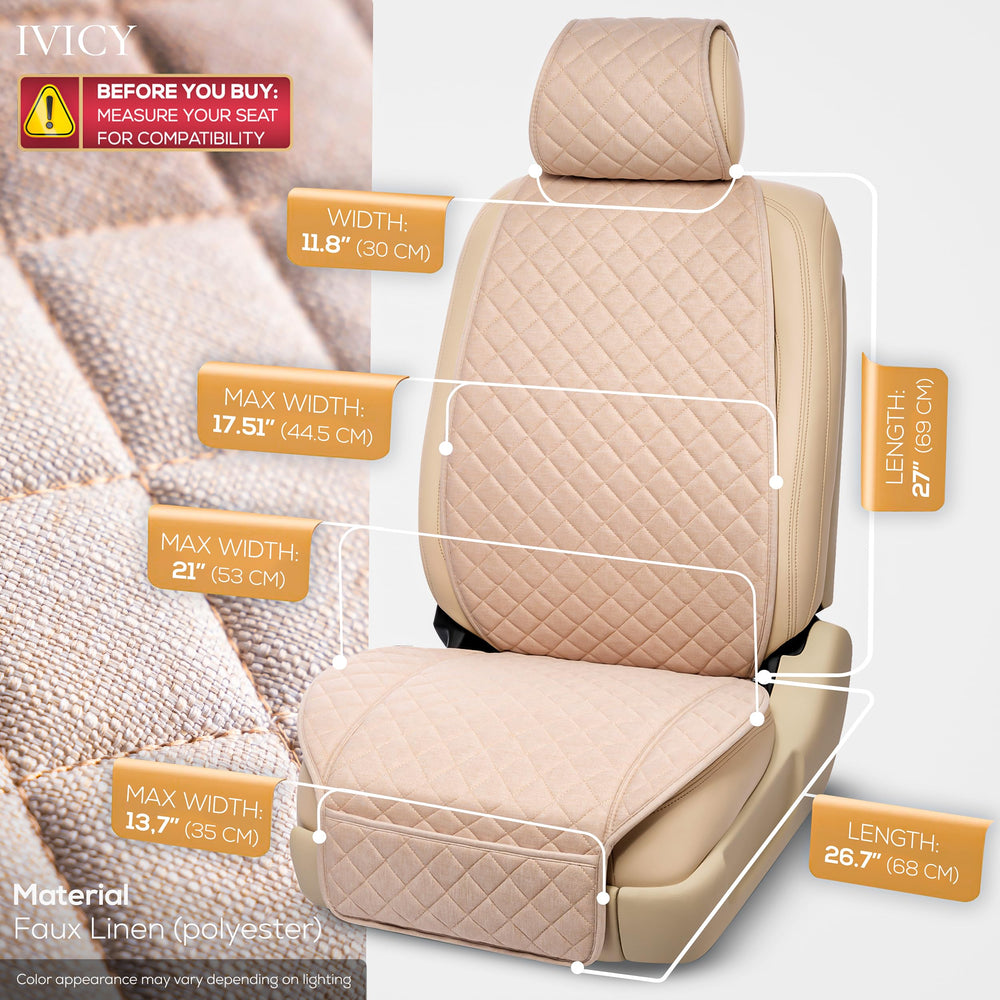 IVICY front seat cover compatibility guide confirms fit for most vehicles.
