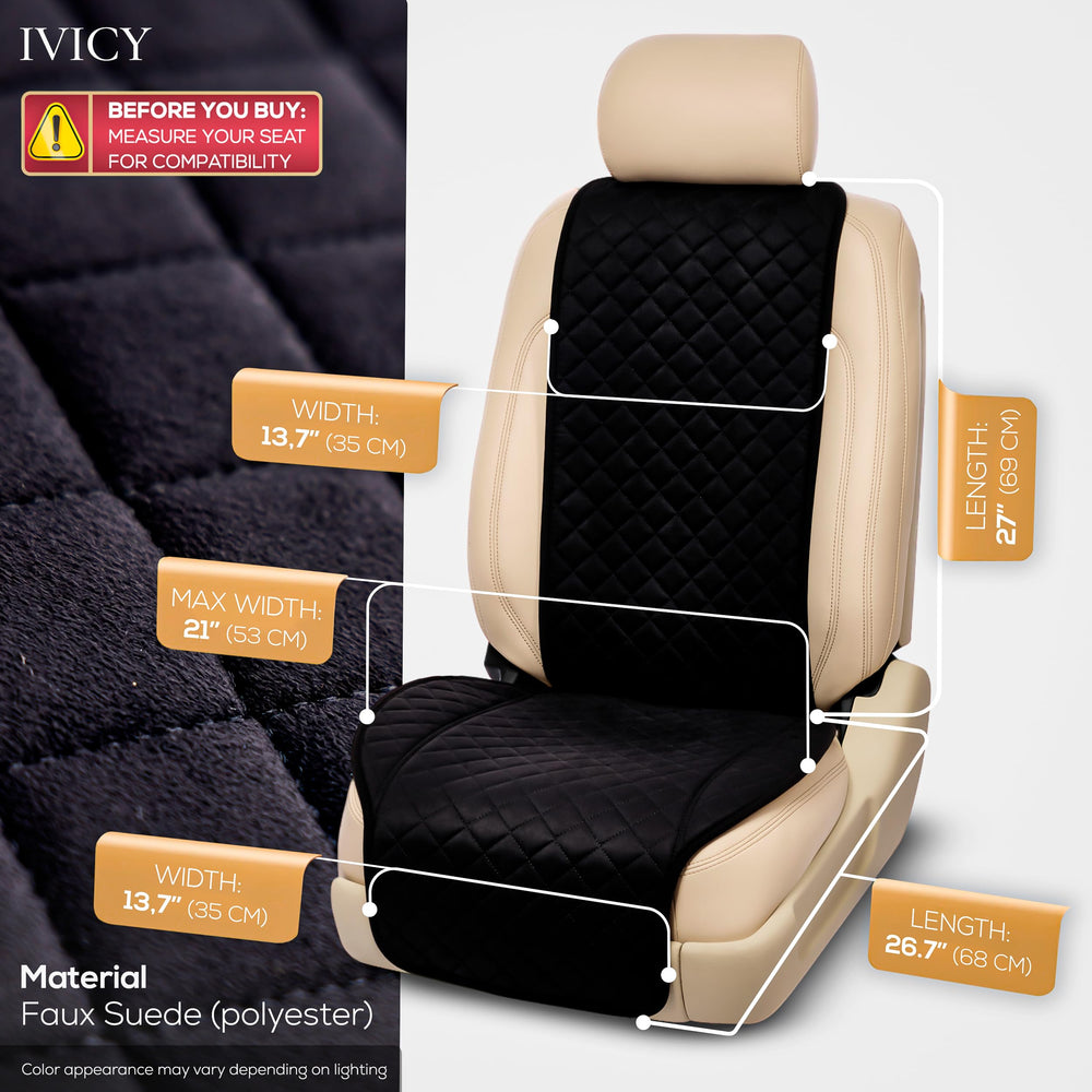IVICY non-slip backing front seat cover keeps seating stable.