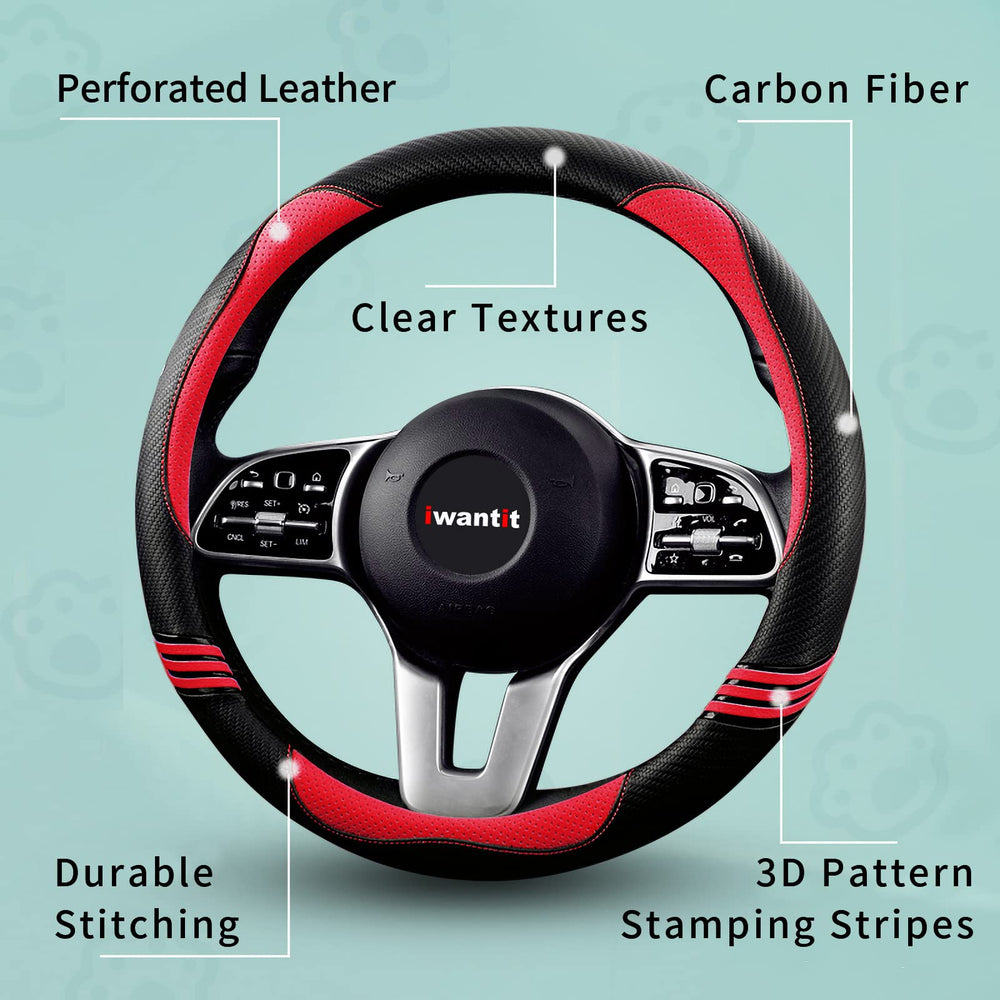 iwantit premium grip steering wheel cover breathable perforated PU leather reduces hand sweat