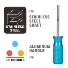 Knurled aluminum handles provide firm, comfortable control.