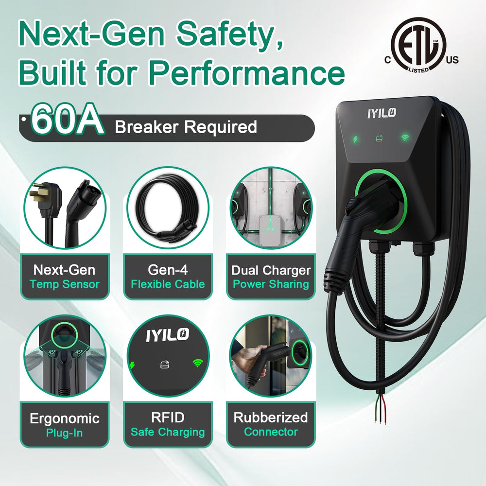 IYILO Level 2 EV Charger dynamic load balancing supports safe multi-vehicle charging.