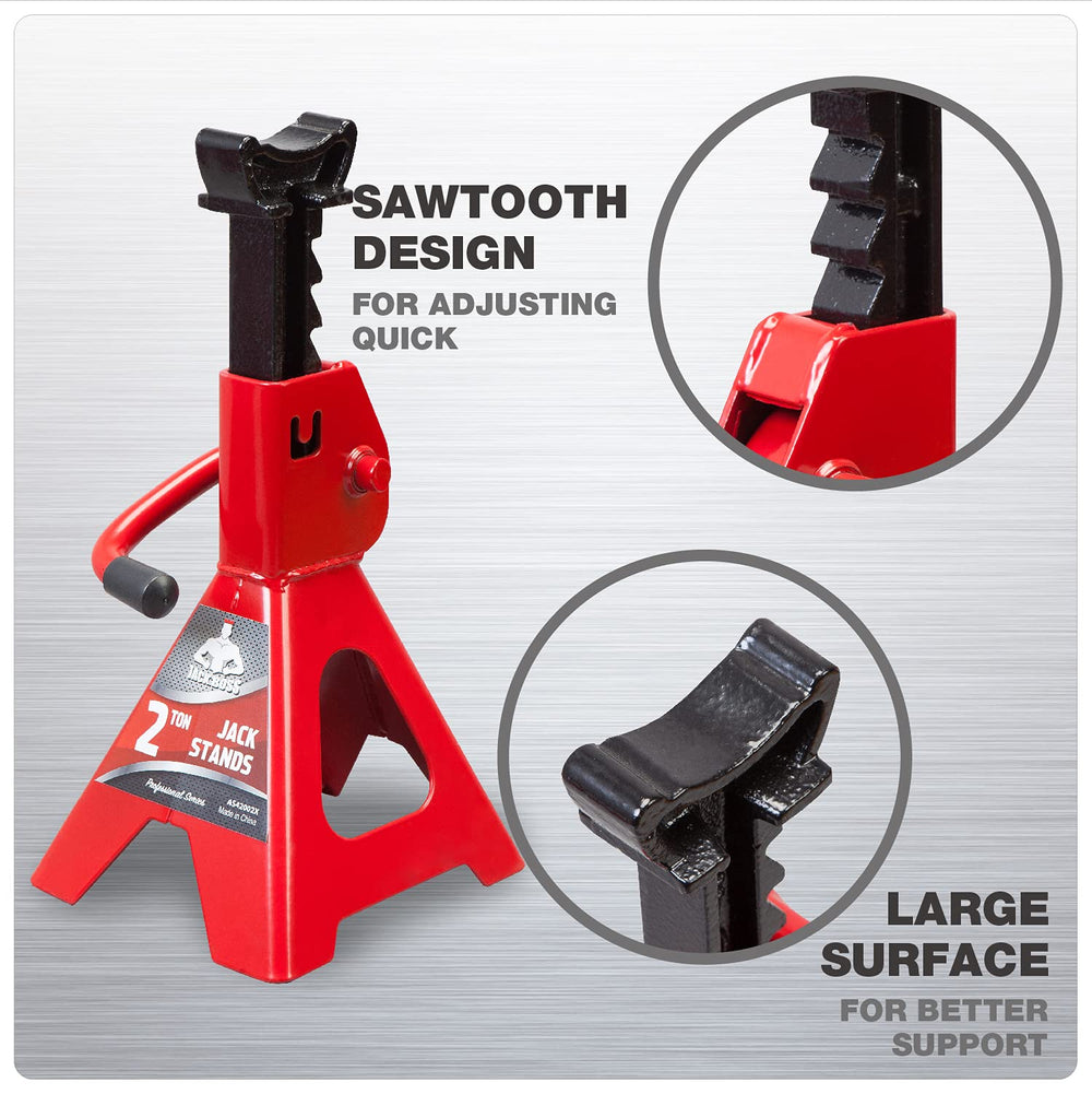 Jack Boss Wide pyramid base offers stability during lifting tasks.