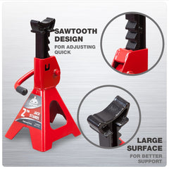 Jack Boss Wide pyramid base offers stability during lifting tasks.