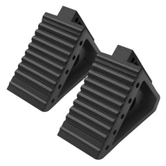 Jack Boss solid wheel chocks in 8in by 7.76in by 4in provide stable wheel support.