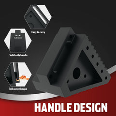 Jack Boss chocks placed on a concrete surface demonstrate strong grip and safety.