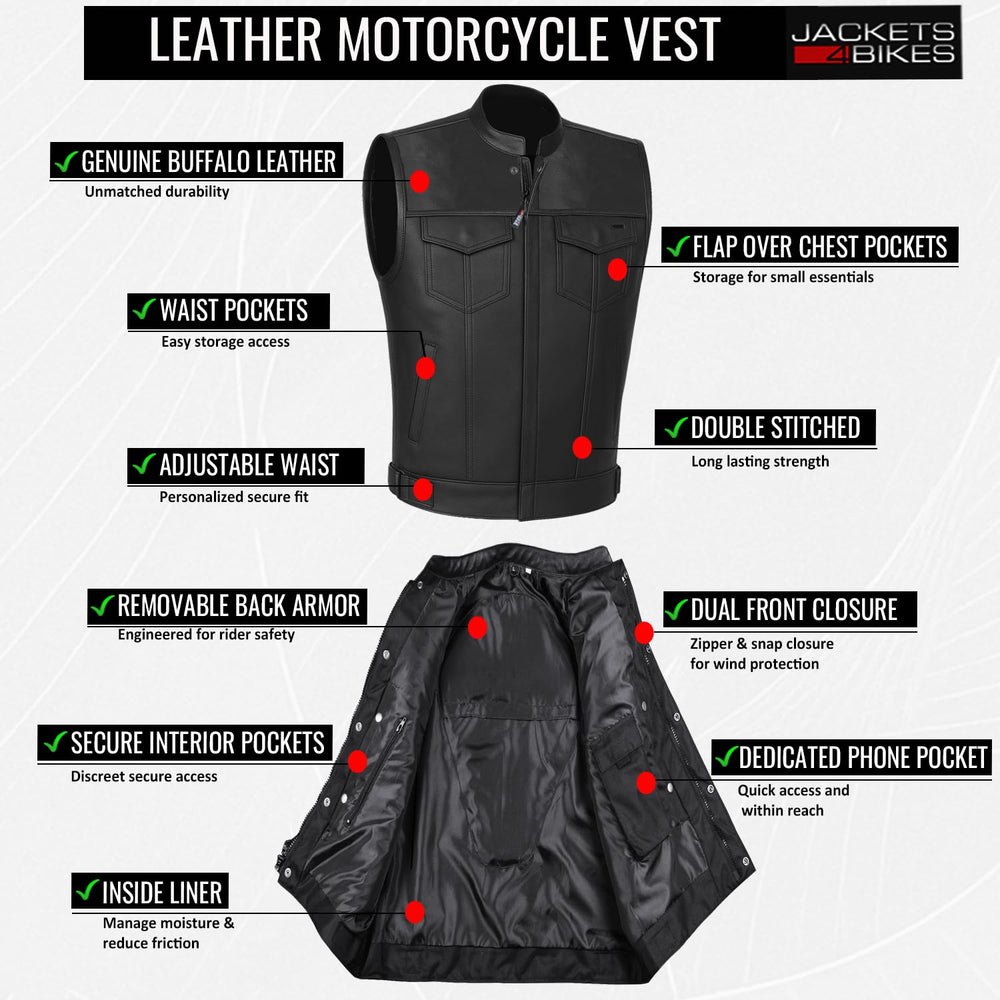 Jackets 4 Bikes SOA vest back patch panel ready for embroidery