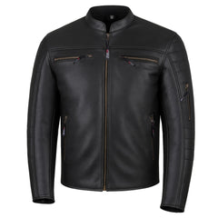 Jackets 4 Bikes Revolt front view in natural buffalo leather for durable daily riding.