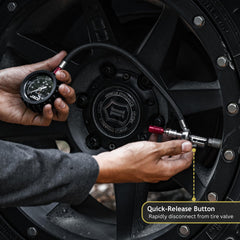 JACO RX4 quick-release button shown, enabling zero air loss during detachment.