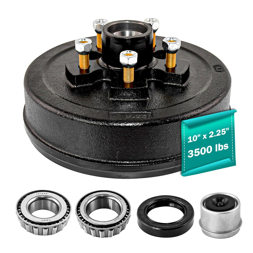 JADODE trailer brake drum 10x2-1/4 in front view, ready for 3500 lb axle installation.