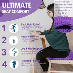 JAEMEYEM purple gel seat cushion on wheelchair offers stable seating