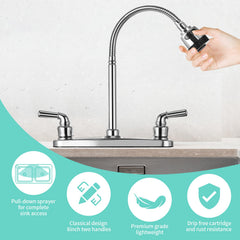 JAKARDA RV faucet 100% leak-tested for reliable performance.