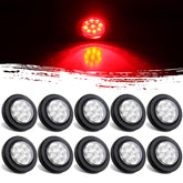 Jamarco 10Pcs 2in round red LED marker lights with clear lenses for trailer visibility