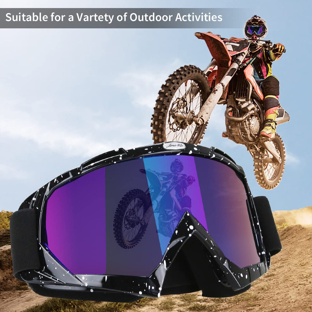 Jamiewin ATV goggles are helmet-compatible with OTG design for easy use.