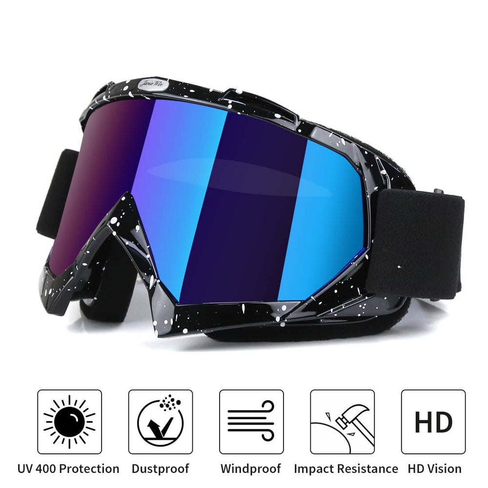 Jamiewin ATV goggles feature soft foam padding for comfortable all-day wear.