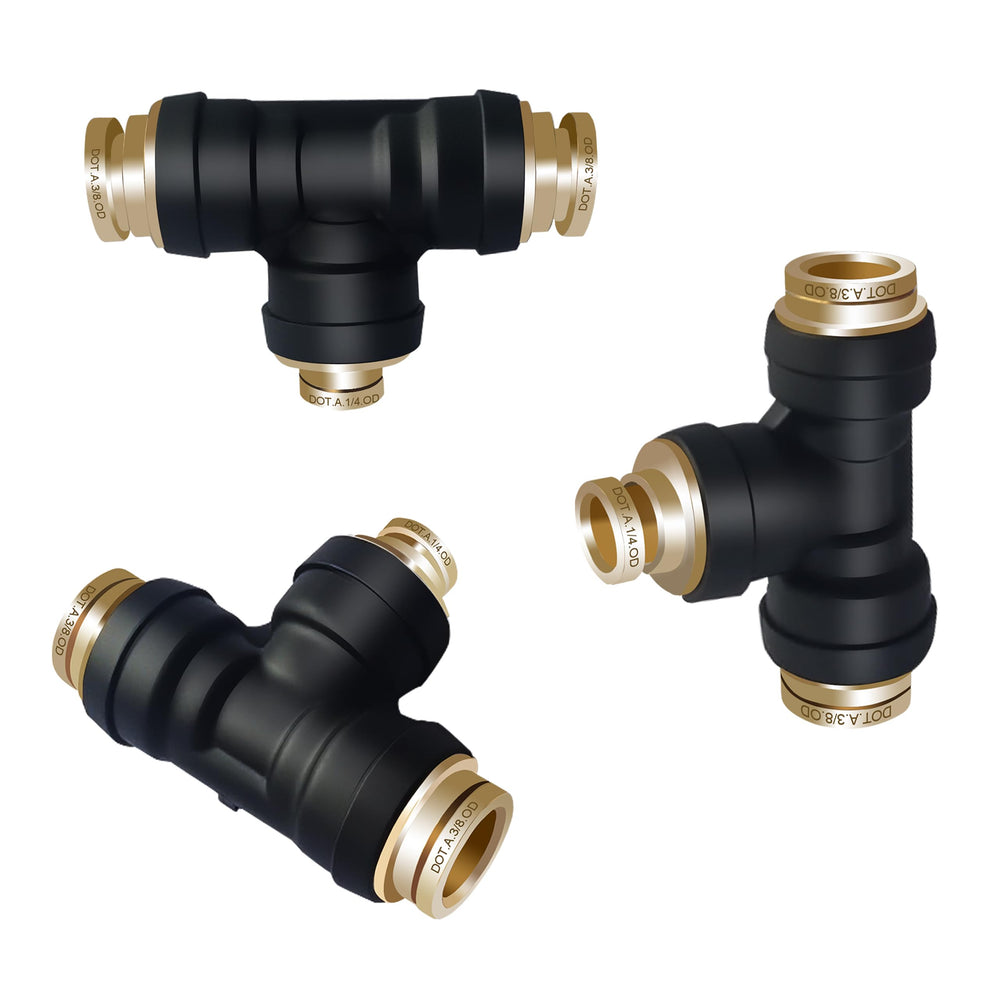 Japtend 38-dot air line tee fittings assembly with quick-connect interface for trucks