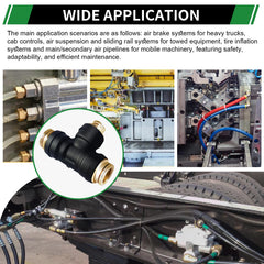 Japtend truck-trailer air-brake tee for durable, leak-resistant connections