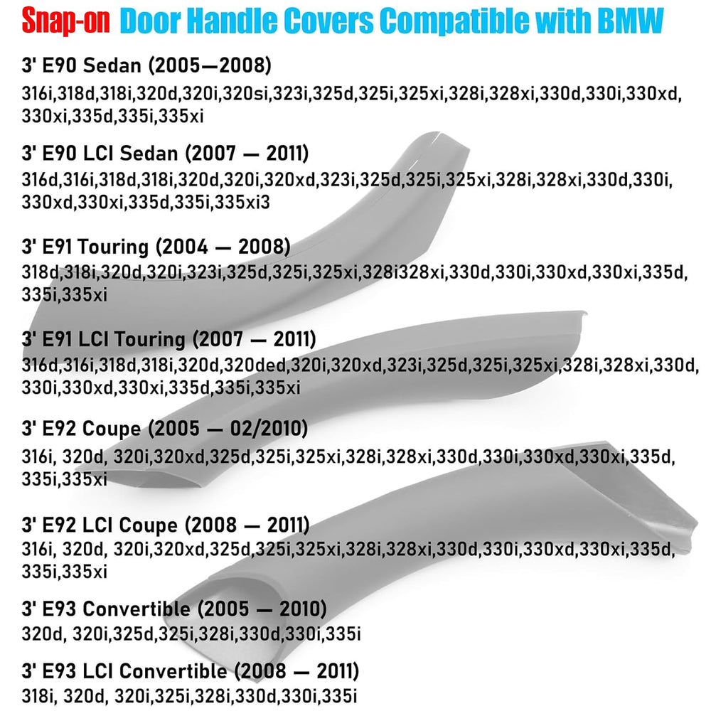Jaronx BMW E90/E91 right-front door handle cover with durable ABS+PC finish