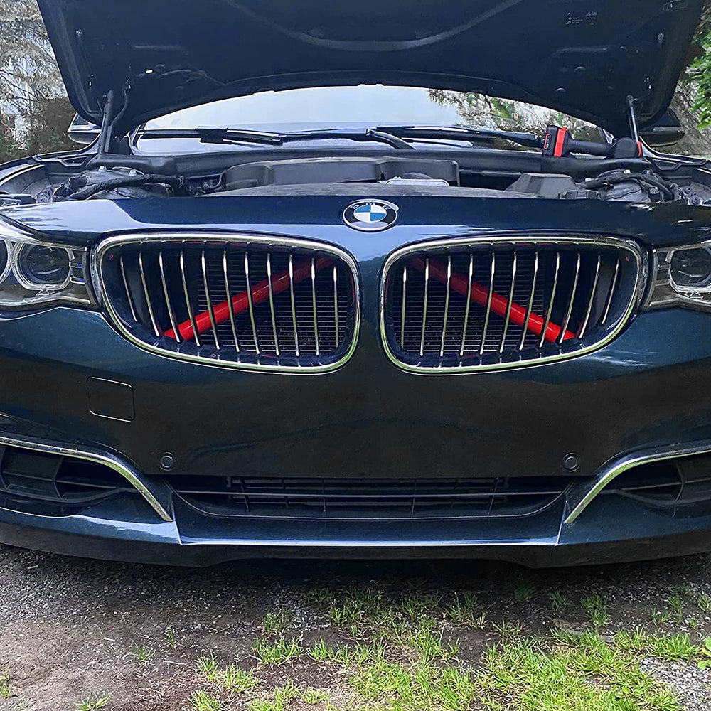 Jaronx grill stripes red enhance the car’s exterior presence