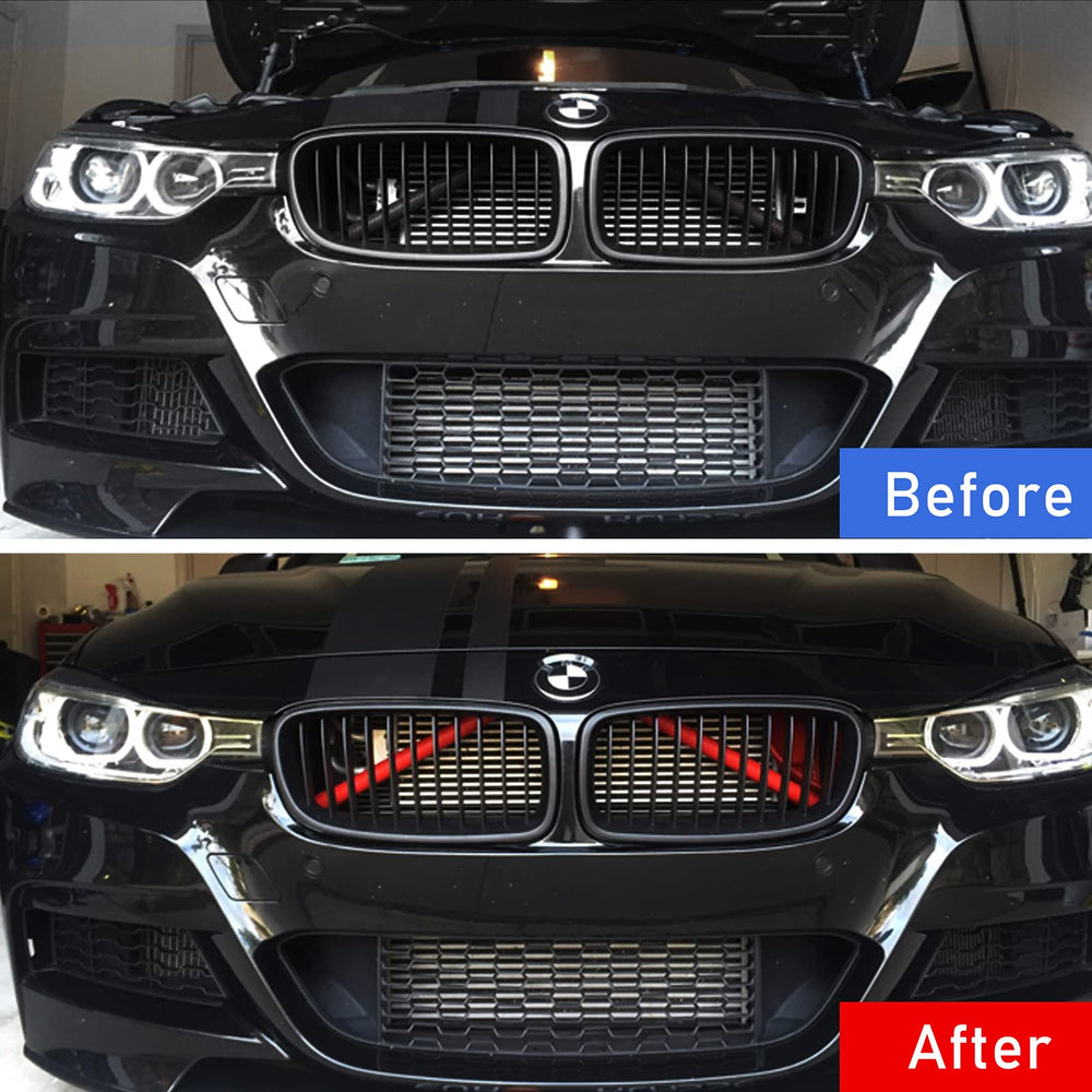Jaronx VBrace cover with red stripes adds sport appeal and grille protection