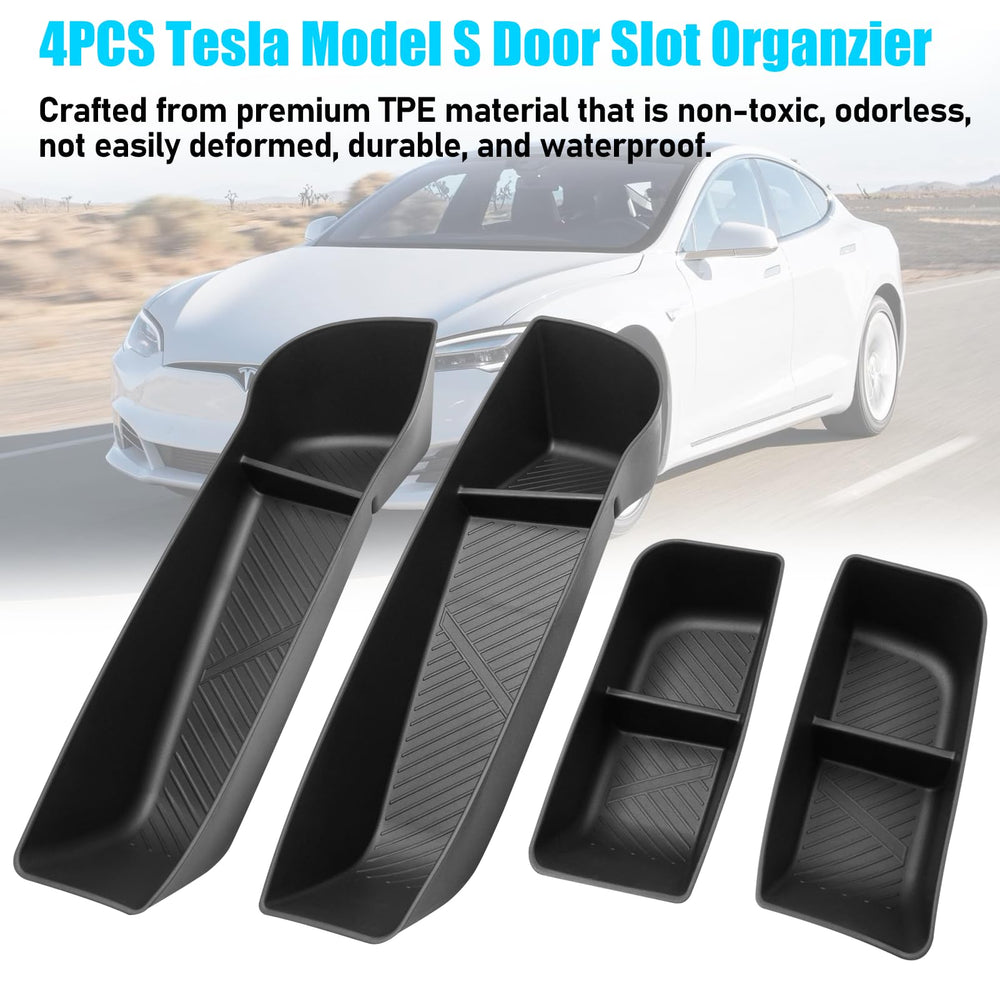 Jaronx Model S door organizer anti-slip bottom stabilizing on bumpy roads