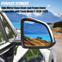 Jaronx Model Y mirror base cover in ABS for high temperature and scratch resistance.