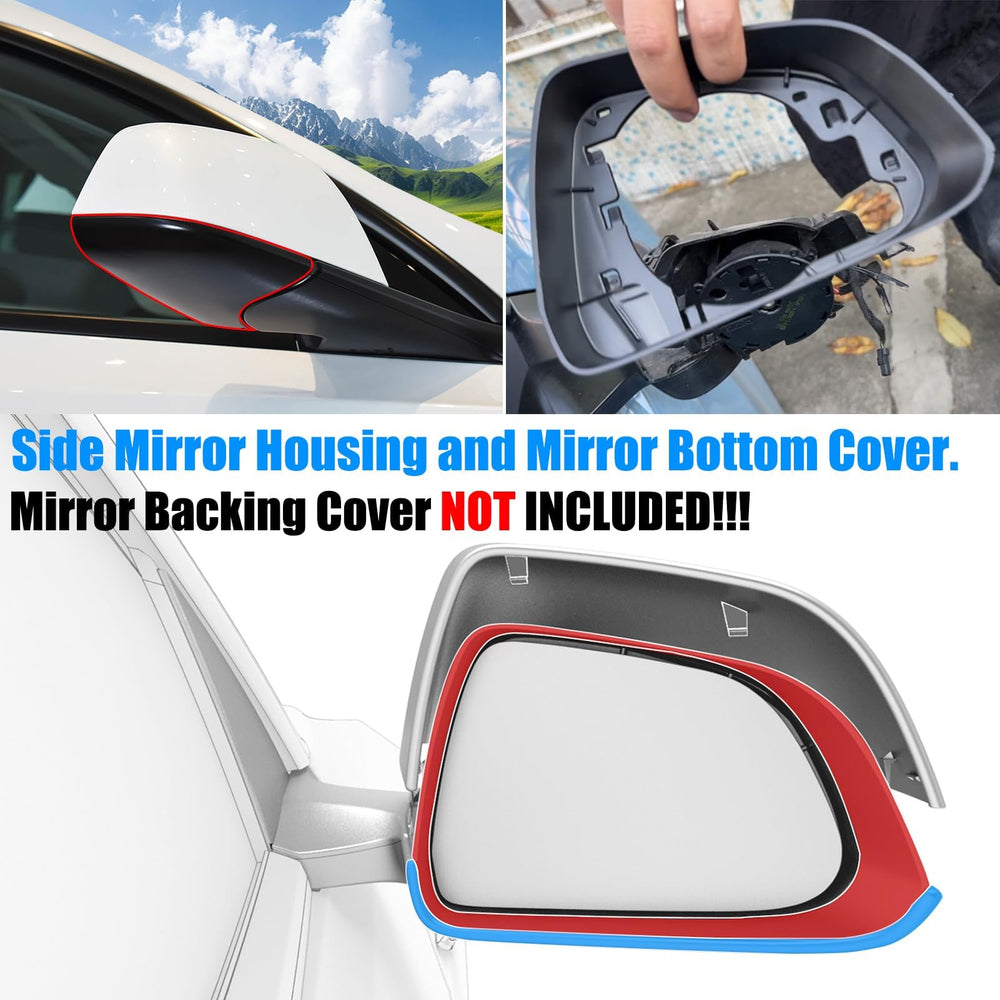 Jaronx Tesla Model Y mirror cover frame on the right side for seamless fit.