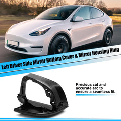 Jaronx Tesla Model Y mirror housing close-up shows scratch resistance.