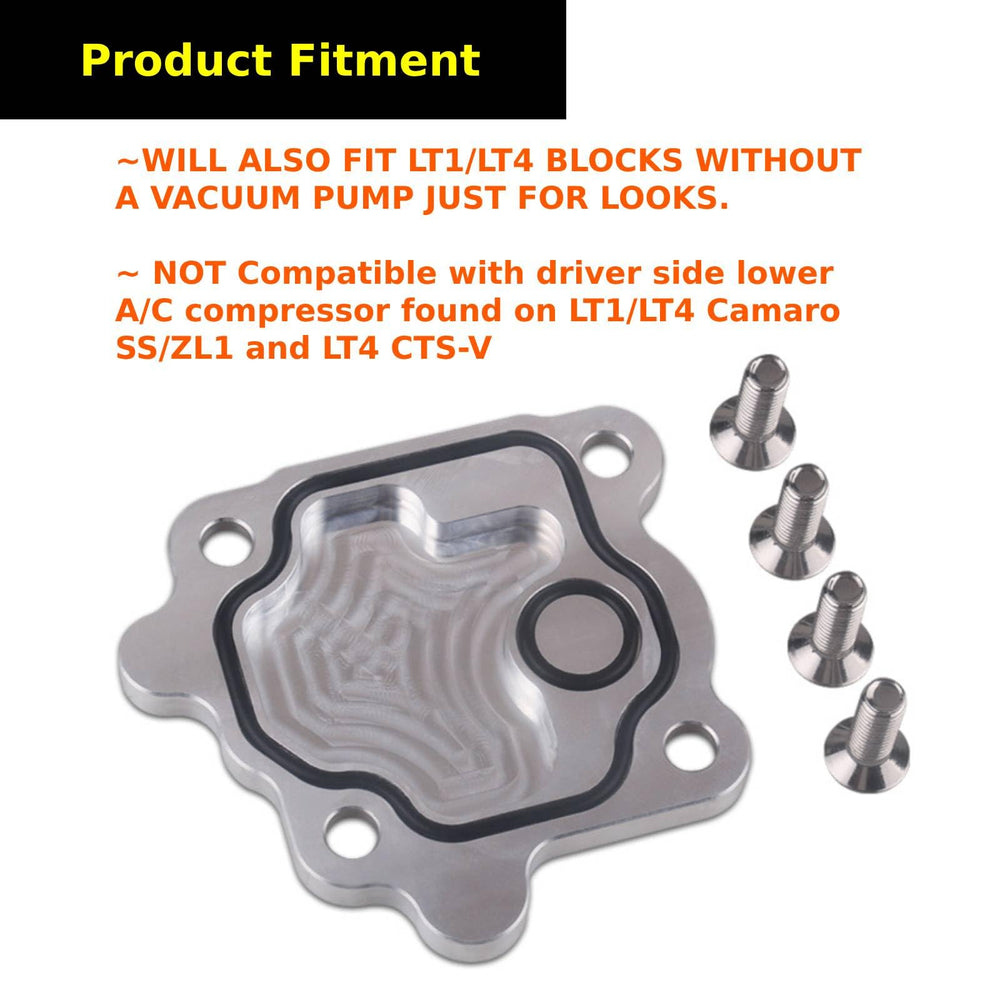 Jasper Autopart vacuum pump delete kit includes O-ring seals for a gasket-free install.