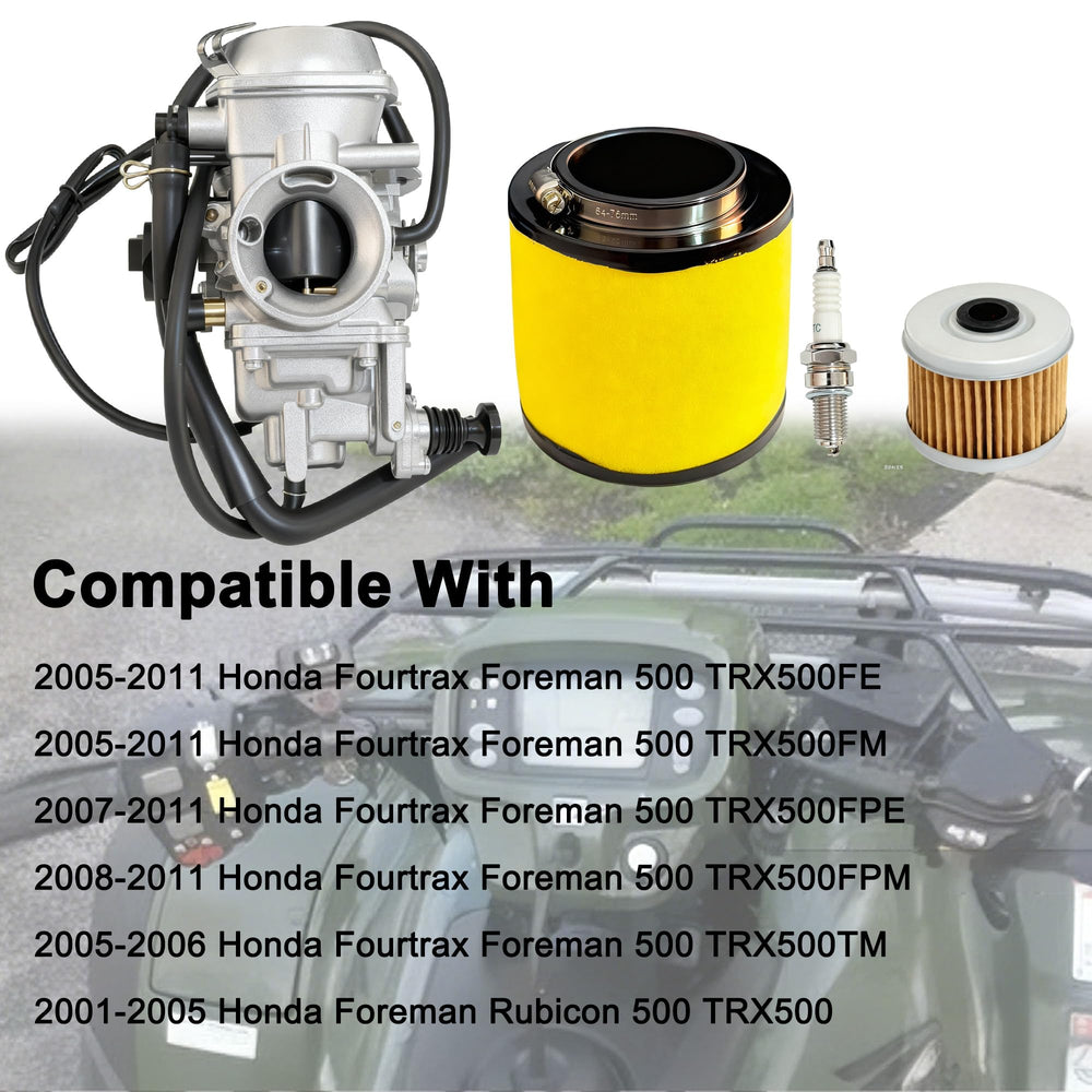 JAVENYIMAN TRX500 carburetor kit top view showing durable alloy body