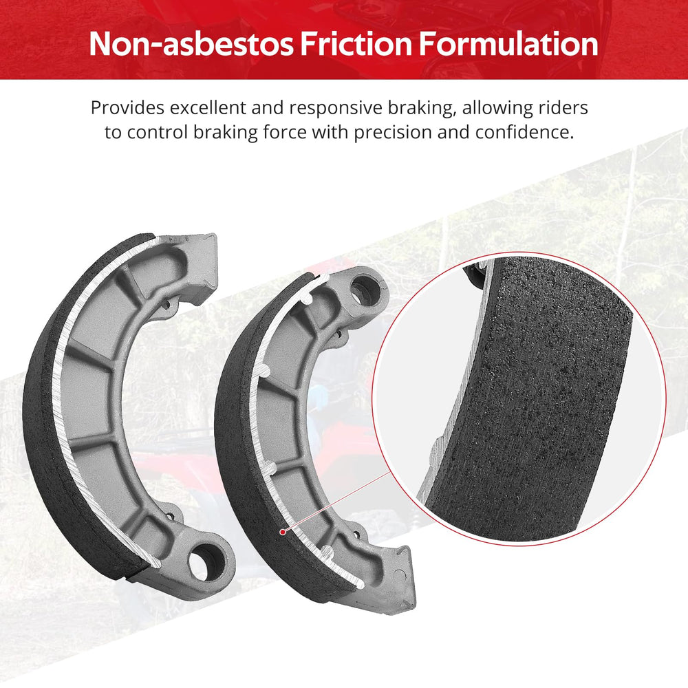 JAVIK brake shoes friction material detail showing non-asbestos composition