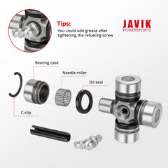 JAVIK U-Joint 2SET OEM numbers 2202015 and 2203703 shown for reference.