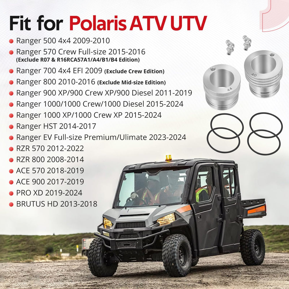JAVIK ranger fitment demo shows compatibility with Polaris Ranger 570/700/800 series.