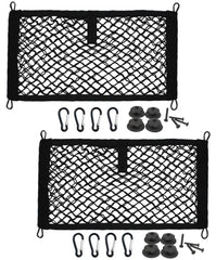 JAVOedge extra-large cargo net 2-pack mounted in trunk to secure gear during travel.