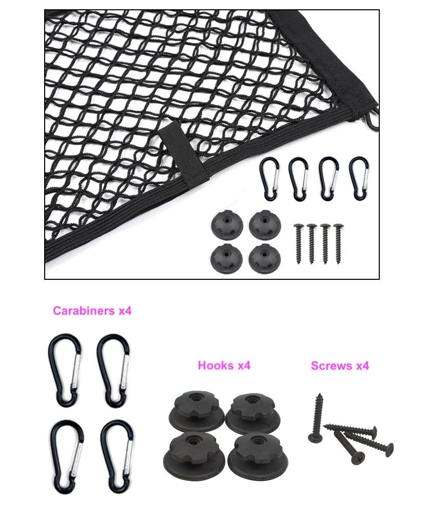 JAVOedge organized gear with cargo net for easy road trip packing.