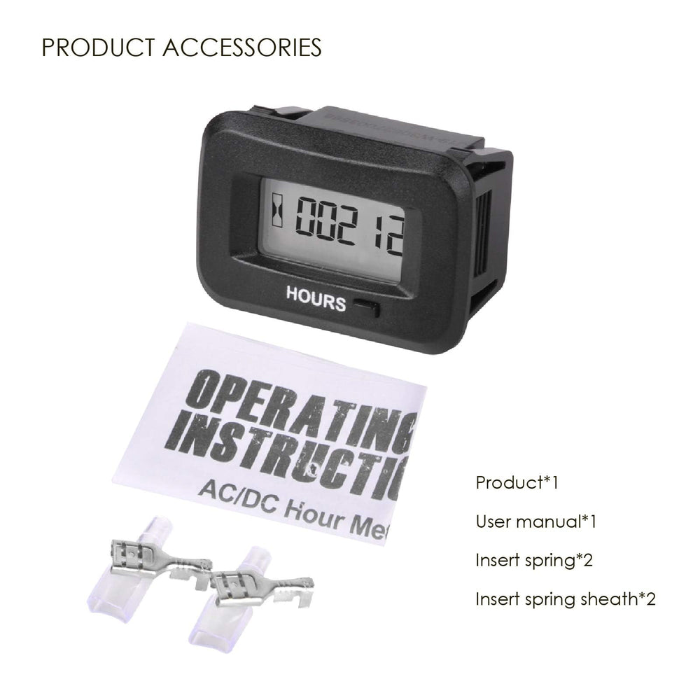 Jayron dual resettable timers panel-mount for independent service intervals.