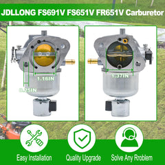 Carburetor assembly with gaskets and filters for easy maintenance.