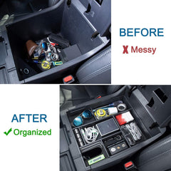 JDMCAR center console insert secures small items with a snug ABS tray.