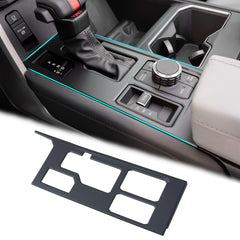 JDMCAR central control gear shift panel close-up showing scratch-resistant matte black finish