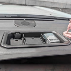 JDMCAR dashboard tray in-dash storage makes small items easy to access.