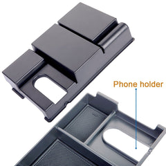 JDMCAR multi-sub-box layout holds phones, keys, and wallets within reach.
