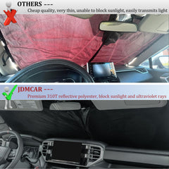 Foldable JDMCAR sun shade with storage bag for easy portability