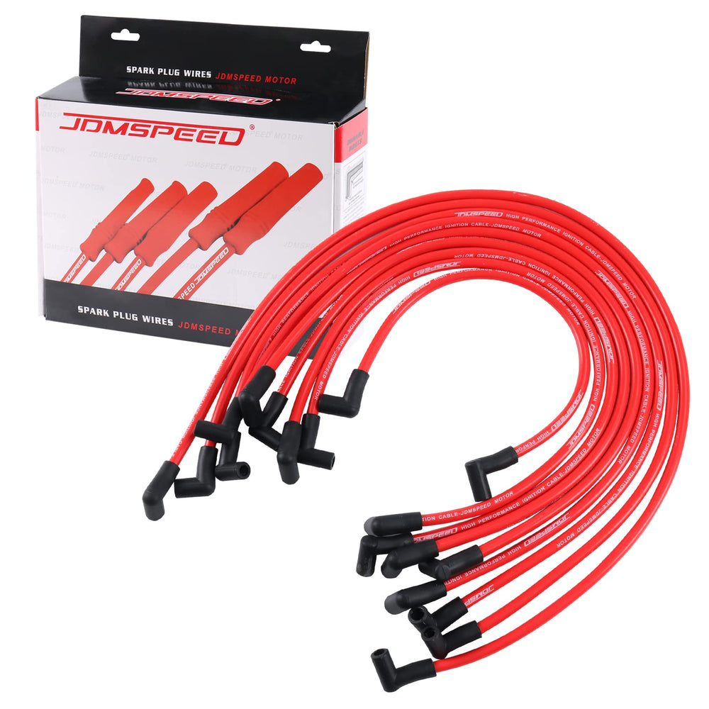 JDMSPEED 10.5mm spark plug wire set in box, ready for installation in Chevy engines