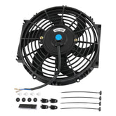 JDMSPEED 10-inch radiator fan front view showing steady engine cooling potential