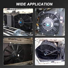 JDMSPEED 10-inch radiator fan installed in a compact engine bay