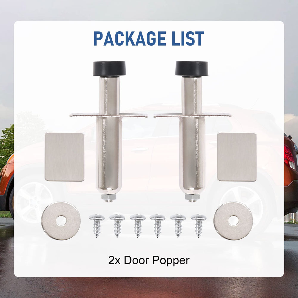 JDMSPEED stainless chrome door poppers side view with controlled pop-out distance