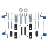 JDMSPEED HW7311 rear brake hardware kit components laid out for inspection