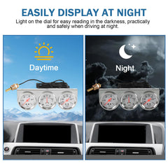 JDMSPEED gauge kit with bright night illumination for easy reading.
