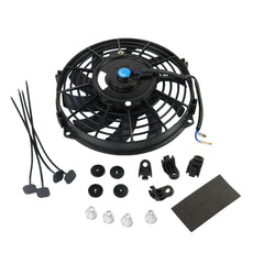 JDMSPEED universal slim 9inch fan side view showing compact cooling solution for tight engine bays.