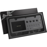 JDMstyle black license plate frame front view, durable stainless steel finish