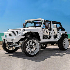 JeCar door-hinge mount ensures secure installation on Wrangler models.